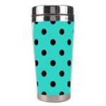 Polka Dots - Black on Turquoise Stainless Steel Travel Tumbler