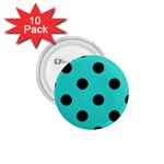 Polka Dots - Black on Turquoise 1.75  Button (10 pack)