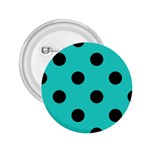 Polka Dots - Black on Turquoise 2.25  Button
