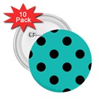 Polka Dots - Black on Turquoise 2.25  Button (10 pack)
