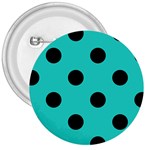 Polka Dots - Black on Turquoise 3  Button