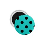 Polka Dots - Black on Turquoise 1.75  Magnet