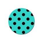 Polka Dots - Black on Turquoise Magnet 3  (Round)