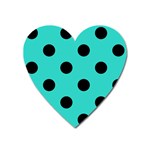 Polka Dots - Black on Turquoise Magnet (Heart)