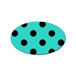 Polka Dots - Black on Turquoise Sticker (Oval)