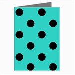 Polka Dots - Black on Turquoise Greeting Card