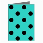 Polka Dots - Black on Turquoise Greeting Cards (Pkg of 8)