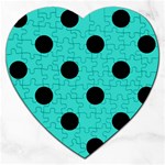 Polka Dots - Black on Turquoise Jigsaw Puzzle (Heart)