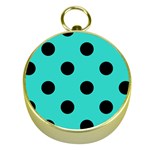 Polka Dots - Black on Turquoise Gold Compass