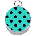 Polka Dots - Black on Turquoise Silver Compass