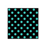 Polka Dots - Turquoise on Black Satin Bandana Scarf