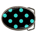 Polka Dots - Turquoise on Black Belt Buckle