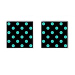 Polka Dots - Turquoise on Black Cufflinks (Square)
