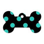 Polka Dots - Turquoise on Black Dog Tag Bone (Two Sides)