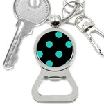 Polka Dots - Turquoise on Black Bottle Opener Key Chain