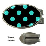 Polka Dots - Turquoise on Black Money Clip (Oval)