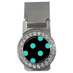 Polka Dots - Turquoise on Black Money Clip (CZ)