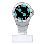 Polka Dots - Turquoise on Black Nurses Watch