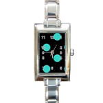 Polka Dots - Turquoise on Black Rectangle Italian Charm Watch