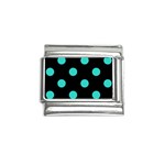 Polka Dots - Turquoise on Black Italian Charm (9mm)