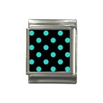 Polka Dots - Turquoise on Black Italian Charm (13mm)