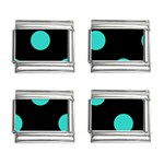 Polka Dots - Turquoise on Black 9mm Italian Charm (4 pack)