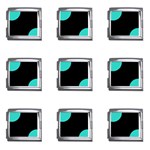 Polka Dots - Turquoise on Black Mega Link Italian Charm (9 pack)