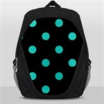 Polka Dots - Turquoise on Black Backpack Bag