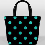 Polka Dots - Turquoise on Black Bucket Bag