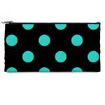 Polka Dots - Turquoise on Black Pencil Case