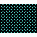 Polka Dots - Turquoise on Black Collage 11  x 14 