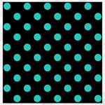 Polka Dots - Turquoise on Black Canvas 12  x 12 