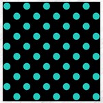 Polka Dots - Turquoise on Black Canvas 16  x 16 