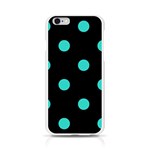 Polka Dots - Turquoise on Black Apple iPhone 6/6S Silicone Case (Transparent)