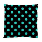 Polka Dots - Turquoise on Black Standard Cushion Case (One Side)