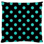 Polka Dots - Turquoise on Black Standard Flano Cushion Case (One Side)