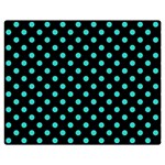 Polka Dots - Turquoise on Black Double Sided Flano Blanket (Medium)