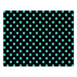 Polka Dots - Turquoise on Black Double Sided Flano Blanket (Large)