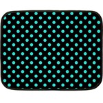 Polka Dots - Turquoise on Black Double Sided Fleece Blanket (Mini)