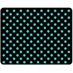 Polka Dots - Turquoise on Black Fleece Blanket (Medium) (One Side)
