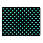 Polka Dots - Turquoise on Black Fleece Blanket (Small) (One Side)