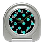 Polka Dots - Turquoise on Black Desk Alarm Clock