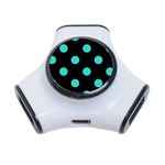 Polka Dots - Turquoise on Black Portable USB Hub (One Side)