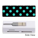 Polka Dots - Turquoise on Black Memory Card Reader (Stick)
