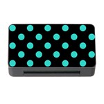 Polka Dots - Turquoise on Black Memory Card Reader with CF