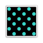 Polka Dots - Turquoise on Black Memory Card Reader with Storage (Square)