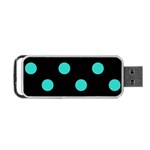 Polka Dots - Turquoise on Black Portable USB Flash (One Side)