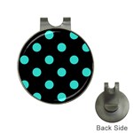 Polka Dots - Turquoise on Black Golf Ball Marker Hat Clip
