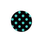 Polka Dots - Turquoise on Black Golf Ball Marker