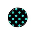 Polka Dots - Turquoise on Black Hat Clip Ball Marker (10 pack)